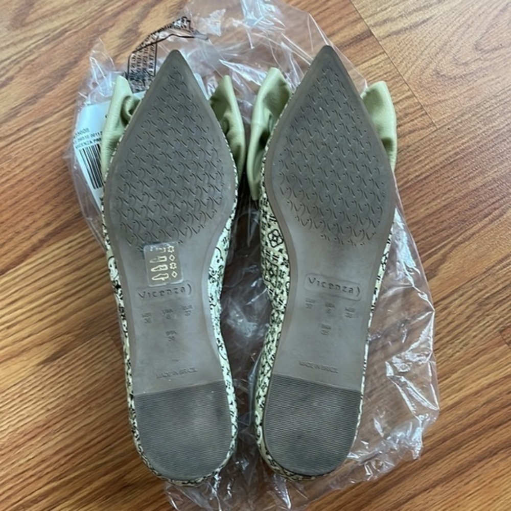 Anthropologie Vicenza Printed Bow Flats Green - Picture 4 of 5